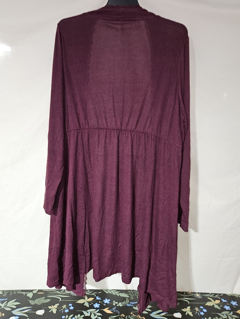 LB Maroon Long Sleeve Open Robe - Picture 2 of 2
